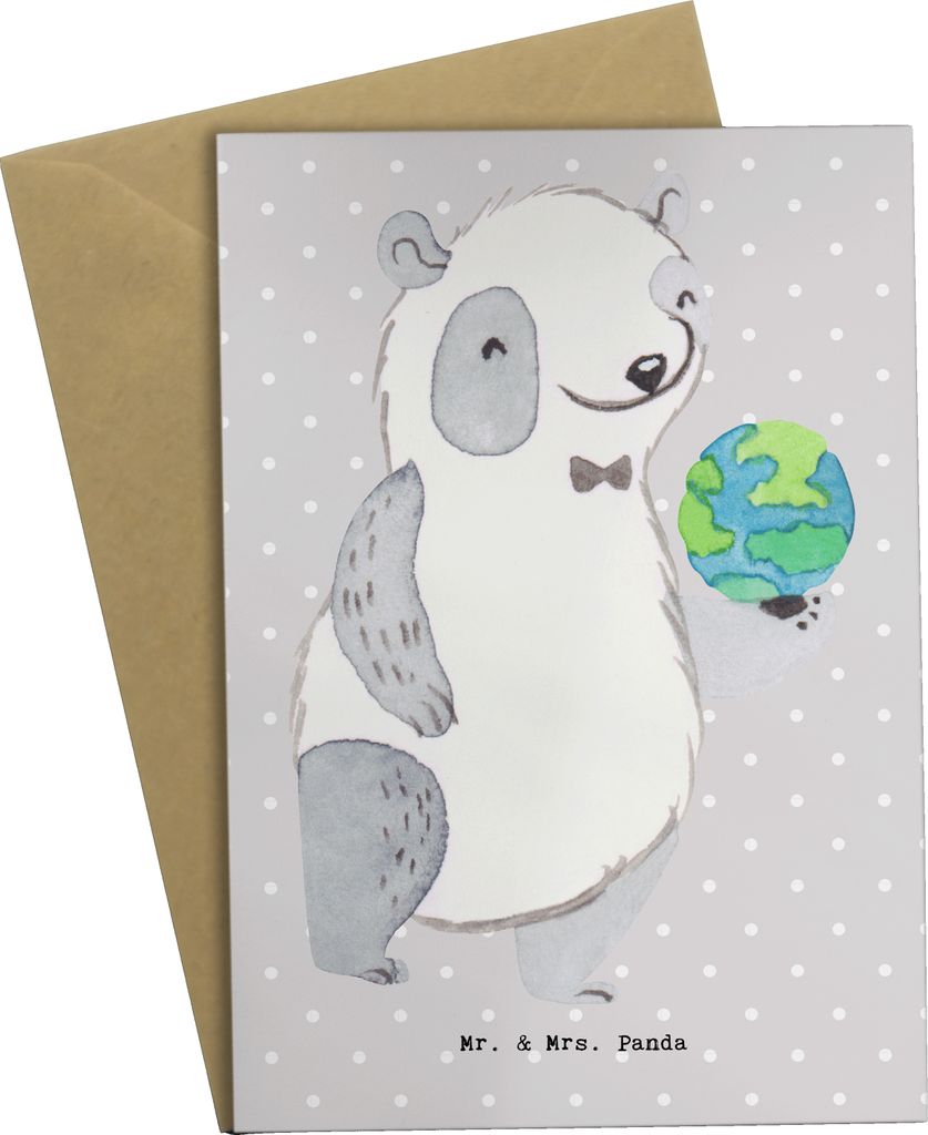 Mr. & Mrs. Panda Grußkarte Ozeanograf Herz - Grau Pastell - Geschenk, hochzeitskarten, vatertagskarte, Studium, osterkarten, Naturwissenschaftler,...