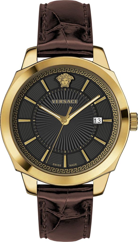 Versace VEV900319 Icon Classic gold braun Leder Armband Uhr Herren NEU