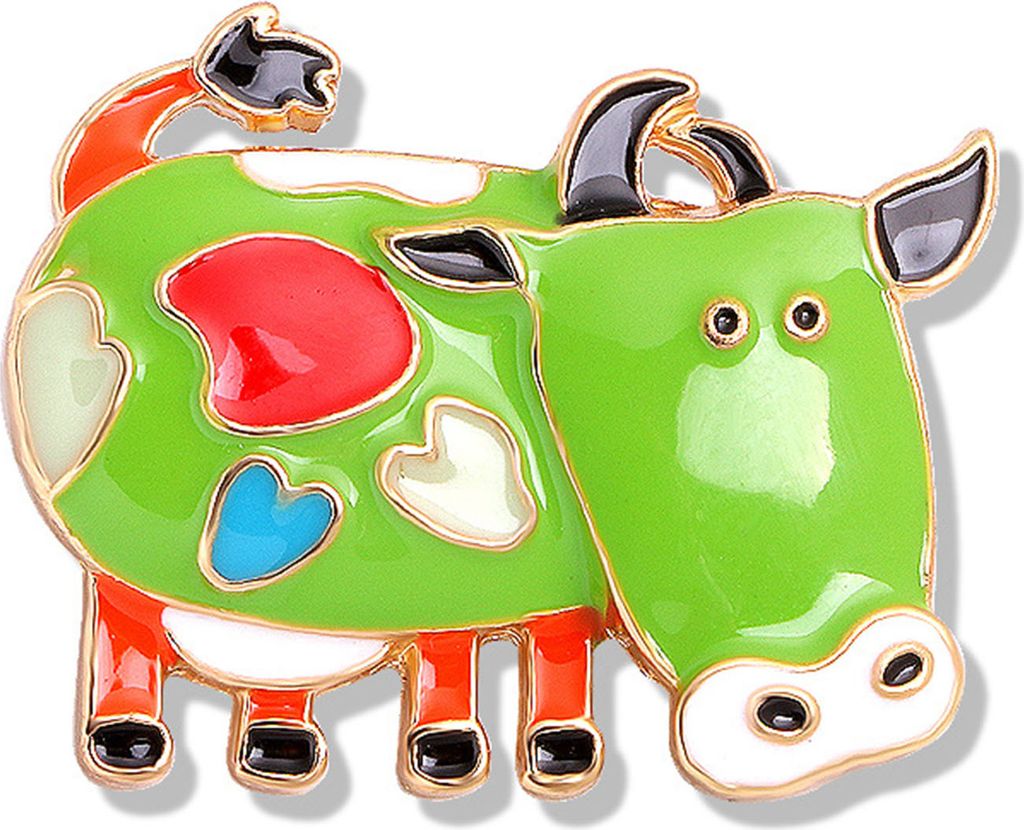 Uni schöne Kuh Rinder Broschen Party Pin Kleidung Dekoration Schmuck Geschenk-Grün
