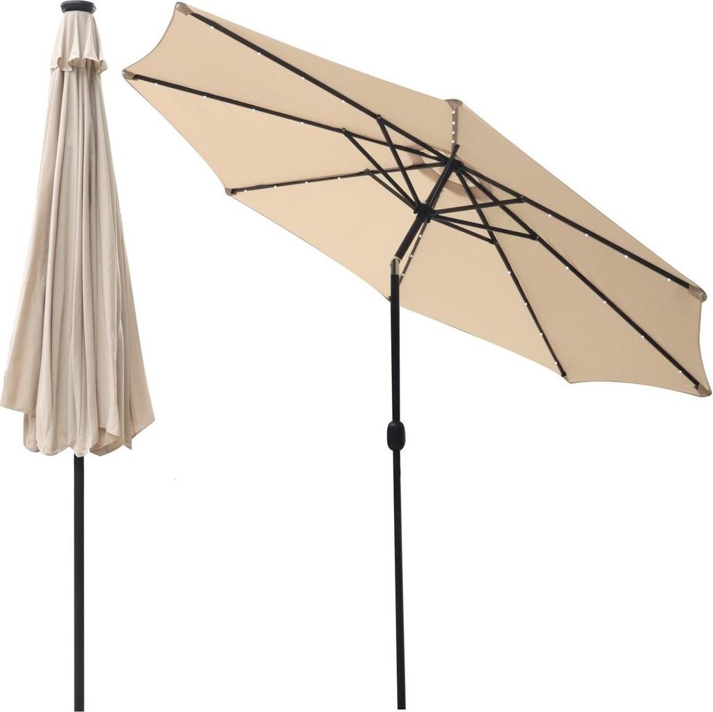 Záhradný slnečník 300 cm s LED osvetlením - béžový - Obrázok produktu 