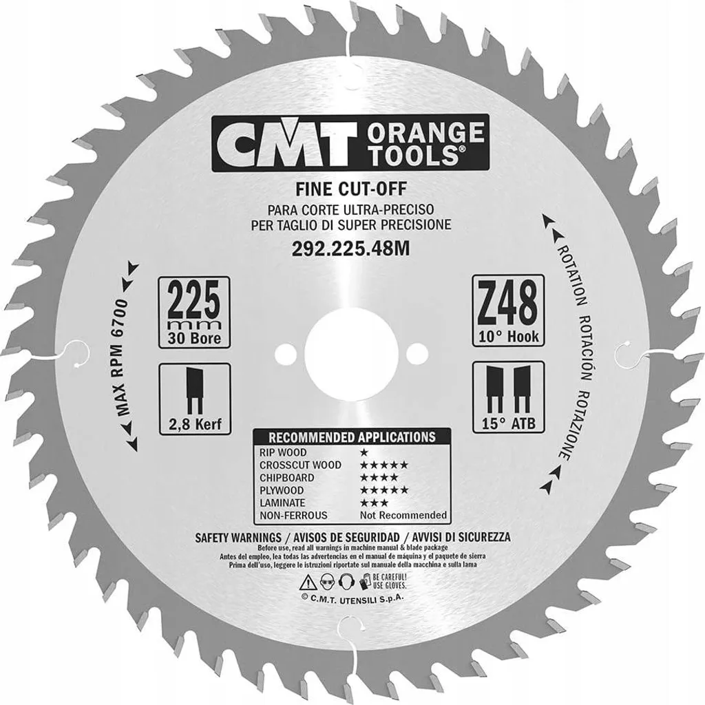 Lama CMT 225x30x48Z Sezione Trasversale - Taglio Legno Professionale
