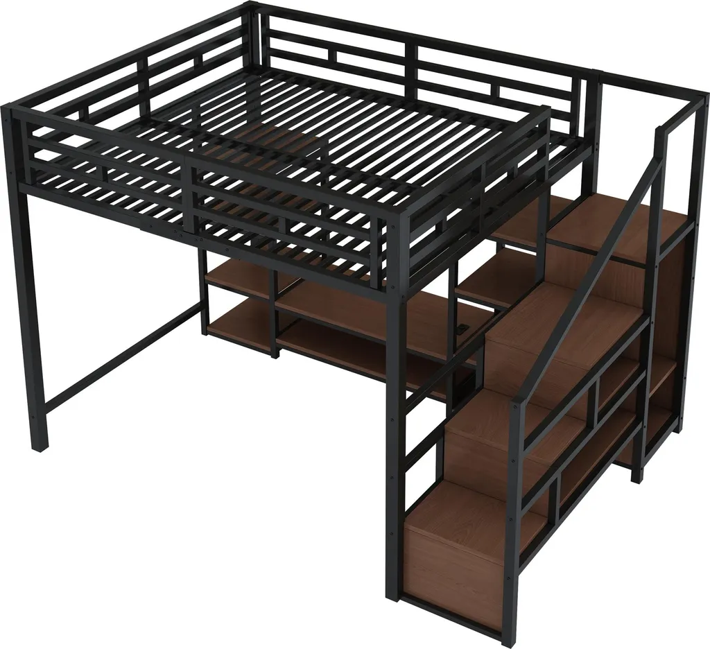 Lit Mezzanine 140x200 Stable en Métal Noir : Optimisez votre Chambre