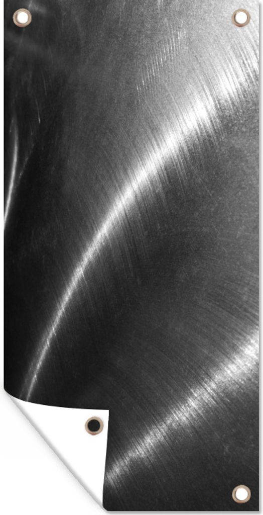 MuchoWow 80x160 cm Outdoor-Poster Gartendeko Sichtschutz Garten Poster für den Garten Metalldruck - Silber - Schwarz - Weiß