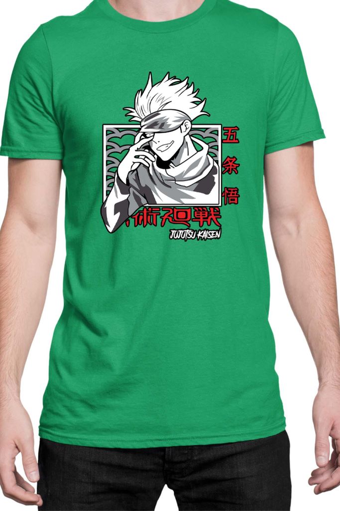 Herren T-Shirt Japan Manga Anime Comics Animation Jujutsu Anime Manga Kaisen Satoru Gojo 05, Man M / Grün