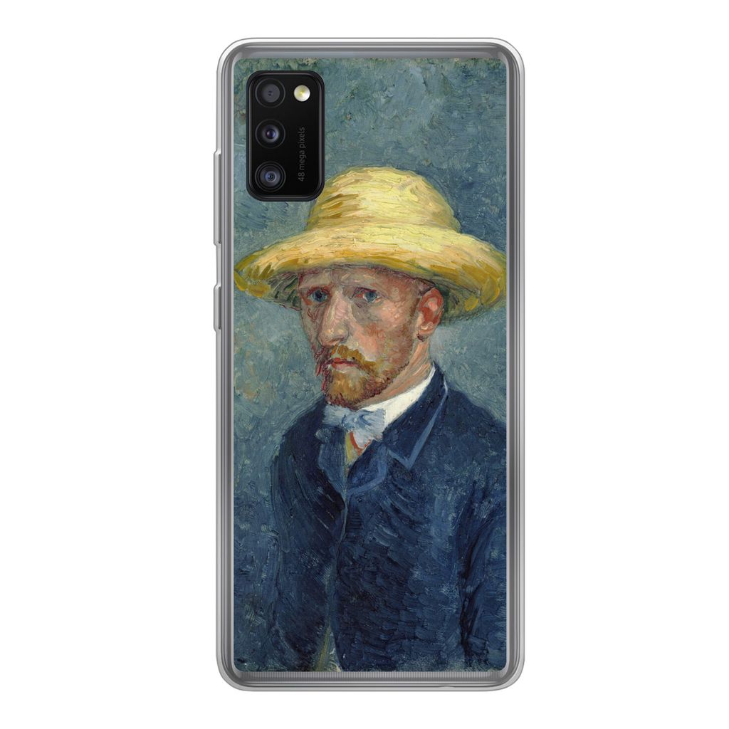 MuchoWow Handyhülle Schutzhülle Hülle für Samsung Galaxy A41 Selbstbildnis mit Hut - Vincent van Gogh Silikon Softcase Handy Hülle - Mobilte...