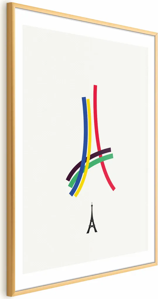 Quadro Moderno Parigi 40x60 Cornice Oro - Poster Astratto Torre Eiffel