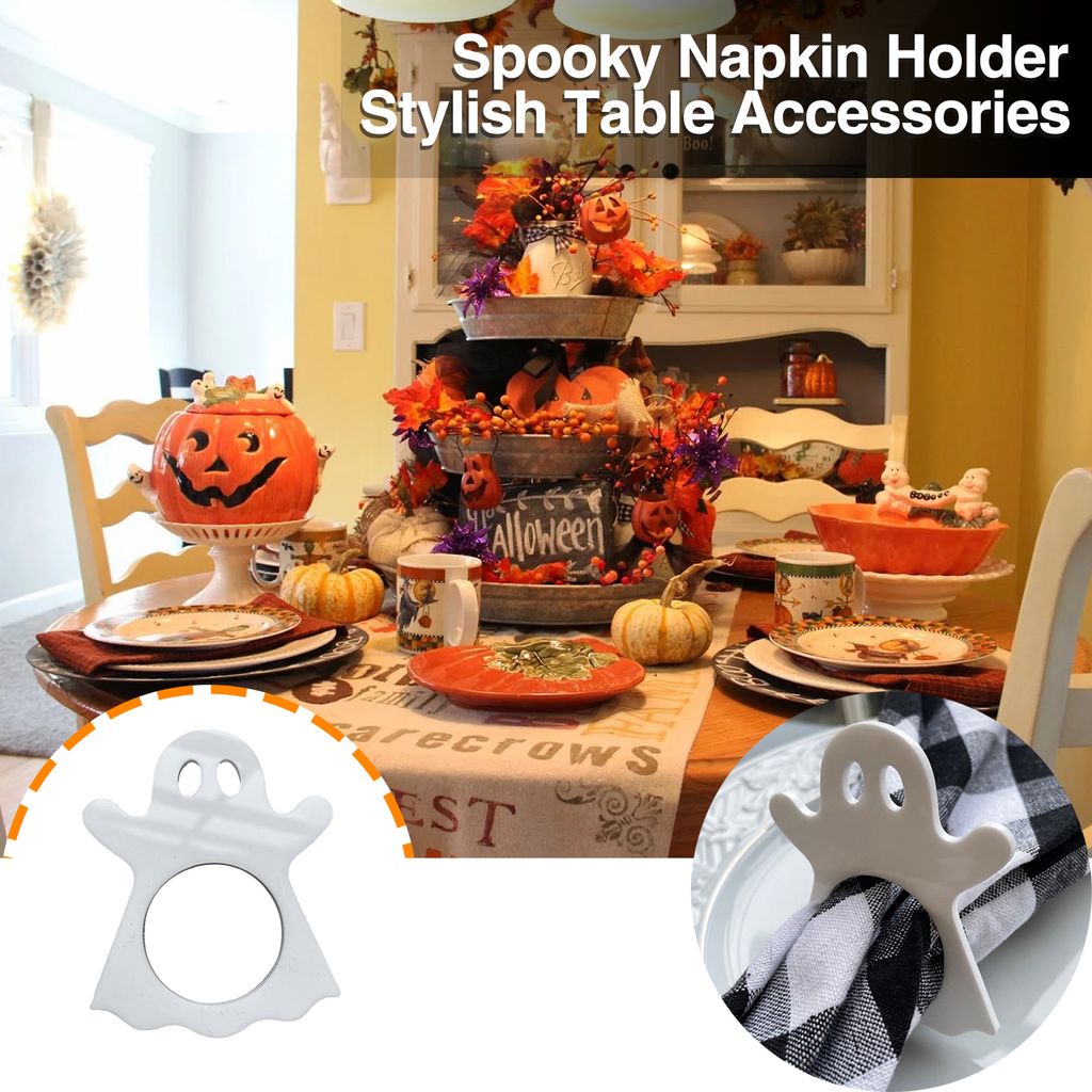 2 PCs Cartoon Ghost Serviettenringe Halloween Party Dekor Hollow Ghost Serviettenhalter Servietten Organizer glatte Edge Party Vorräte