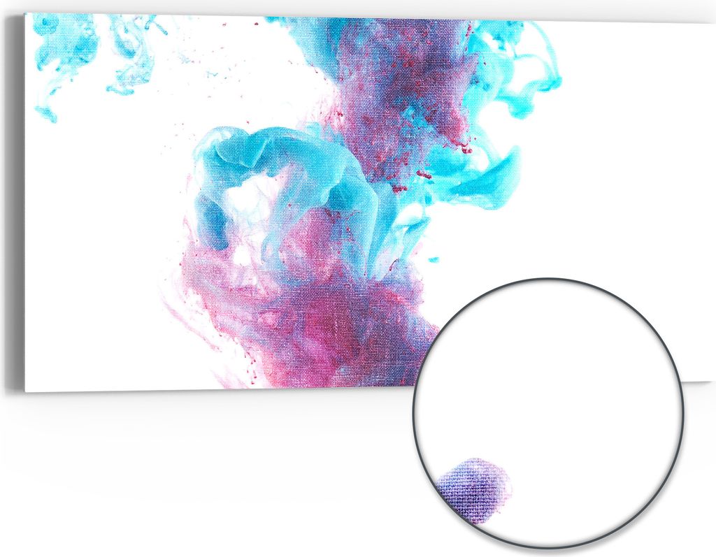 DEQORI Hybrid Leinwand Bild 60x30 cm 'Magische Farbwellen' Wandbild Glas flach modern