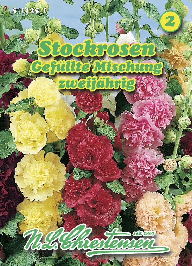 Saatgut Alcea rosea Stockrosen Gefüllte Mischung Chrestensen AR8429