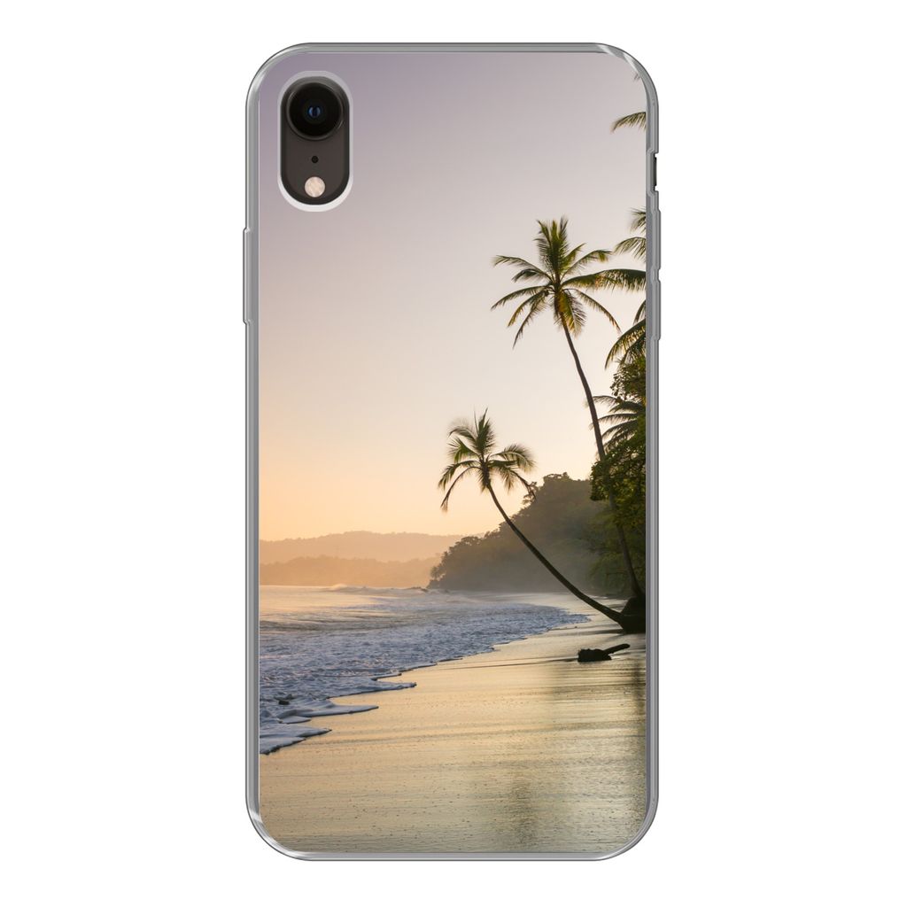MuchoWow Handyhülle Schutzhülle Hülle für iPhone XR Strand - Sonnenuntergang - Tropisch Silikon Softcase Handy Hülle - Schutzdeckel