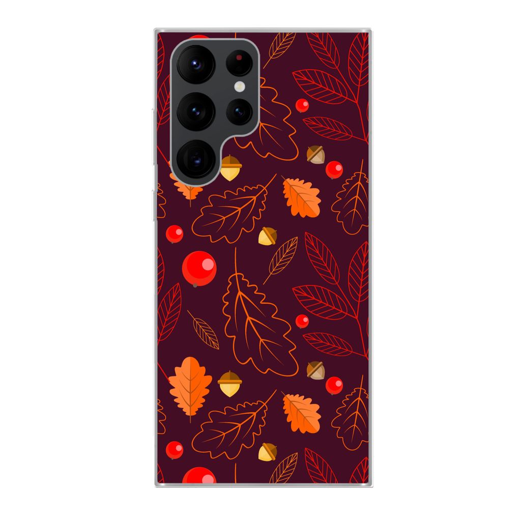MuchoWow Handyhülle Schutzhülle Hülle für Samsung Galaxy S22 Ultra Muster - Herbst - Laub - Mädchen - Kinder - Kinder Silikon Softcase Handy...