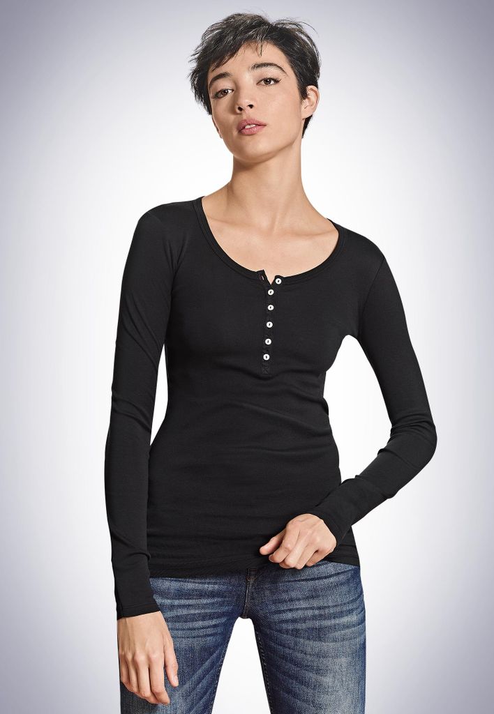 Schiesser Damen Henley 1/1 - Berta Gr. 34  weiss Produktbild 