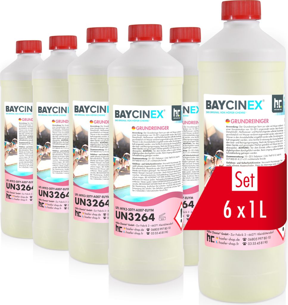 6x1 L BAYCINEX® Grundreiniger für Pools gegen Kalk- und Produktbild 