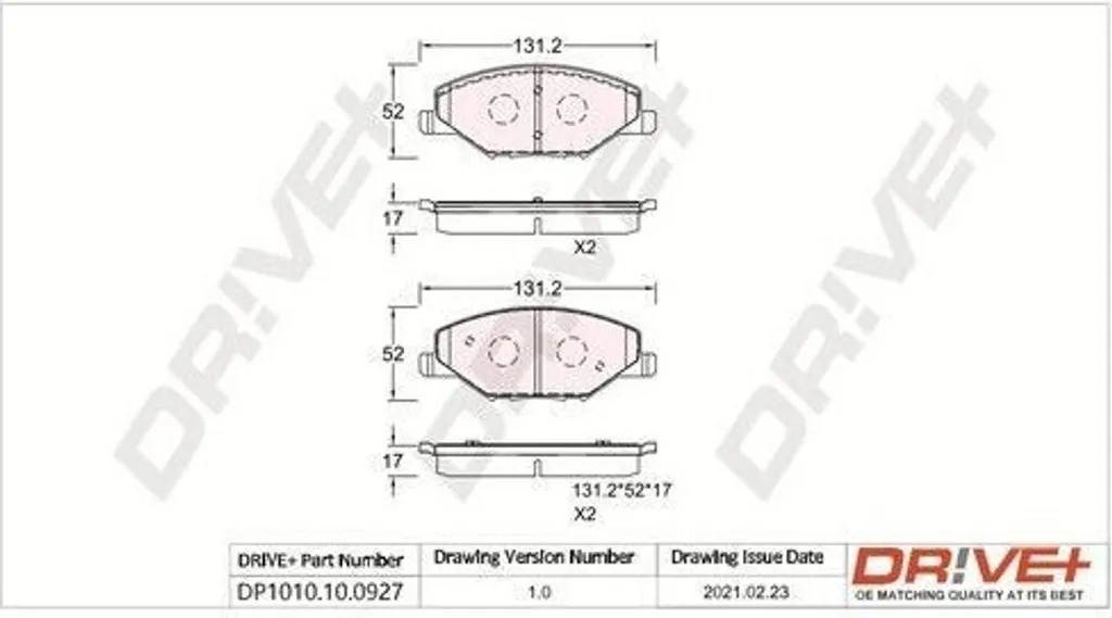 Kit plaquettes frein avant Dr!ve+ 6RU698151 pour Skoda Fabia II (54)