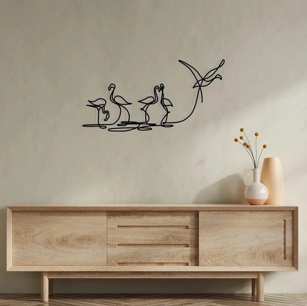 Wallity Flamingo 316 S Décoration Murale en Métal Noir de 10 x 15 cm