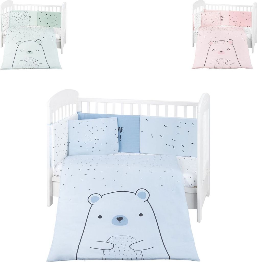 Kikkaboo Kinderbettwäsche Bär 6tlg. Decke 135 x 95 Kissen 45 x 35 Laken 140 x 70 blau