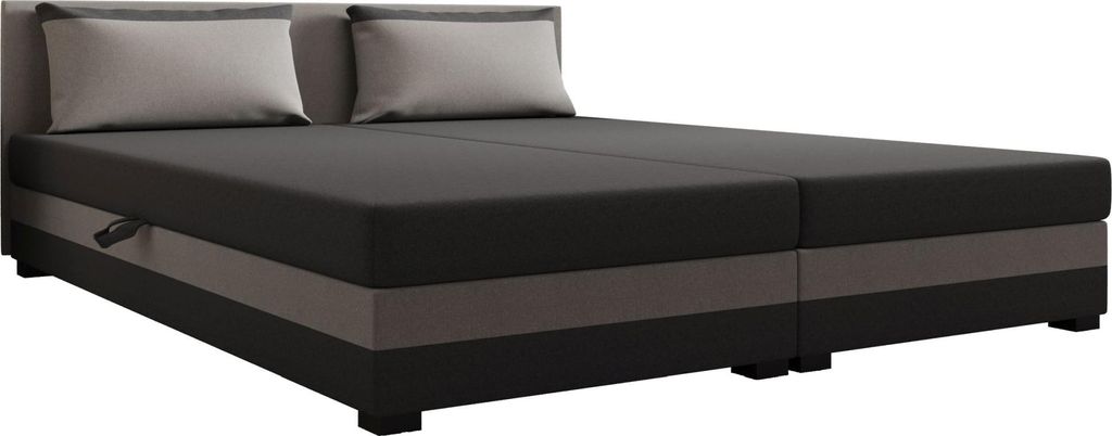 AURA SOFA Boxspringbett ROLAND DOUBLE 140x195 Komplett-Set mit Bonell Matratze, Polsterbett mit Bettkästen - Grau/Dunkelgrau, SAWANA 21/05