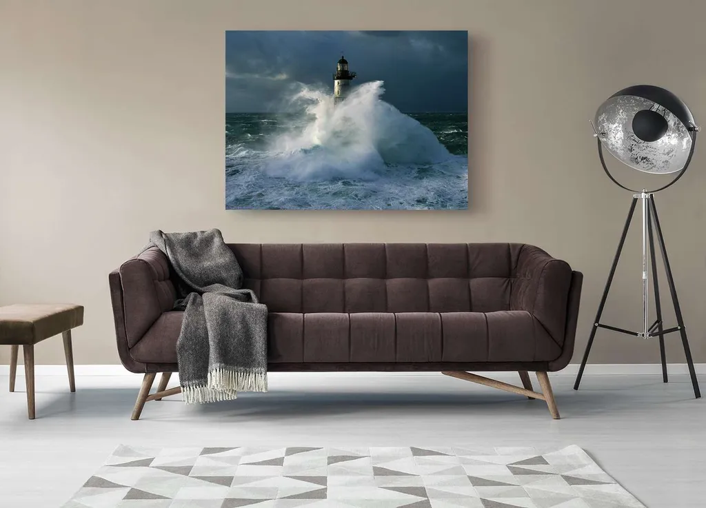 Tableau mer résistant : impression d'art sur toile Phare d'Ar-Men
