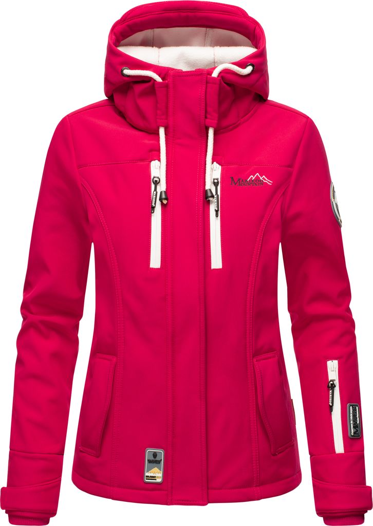 Marikoo Leichte Damen Softshelljacke mit Kapuze Outdoor Regenjacke wasserdicht Kleinezicke Fuchsia Gr. 40 -L