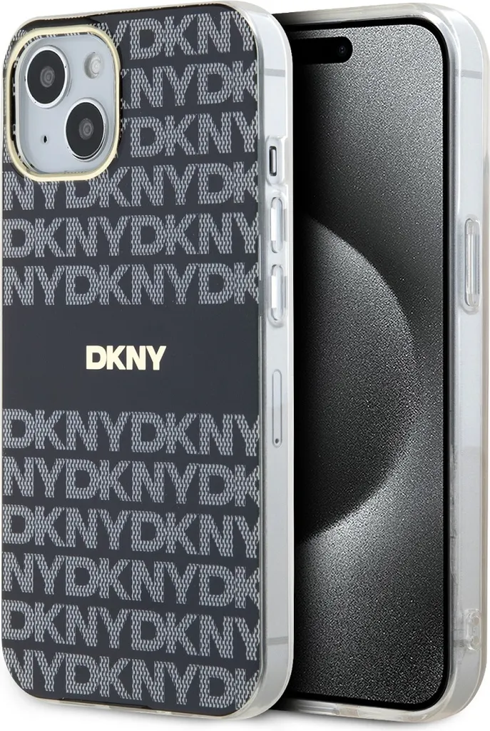 Custodia DKNY iPhone 15/14/13 Nero - Stile IML Mono Stripe MagSafe