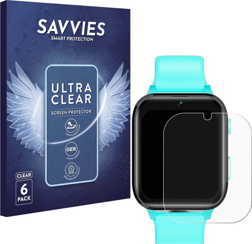 6x Für Clleylise Kids Smartwatch 1.7" Schutzfolie Savvies Produktbild 
