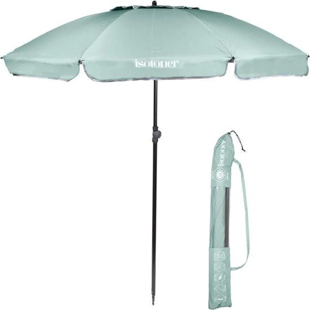 Parasol de plage haute qualité UPF 50+ résistant au vent, Vert d'eau