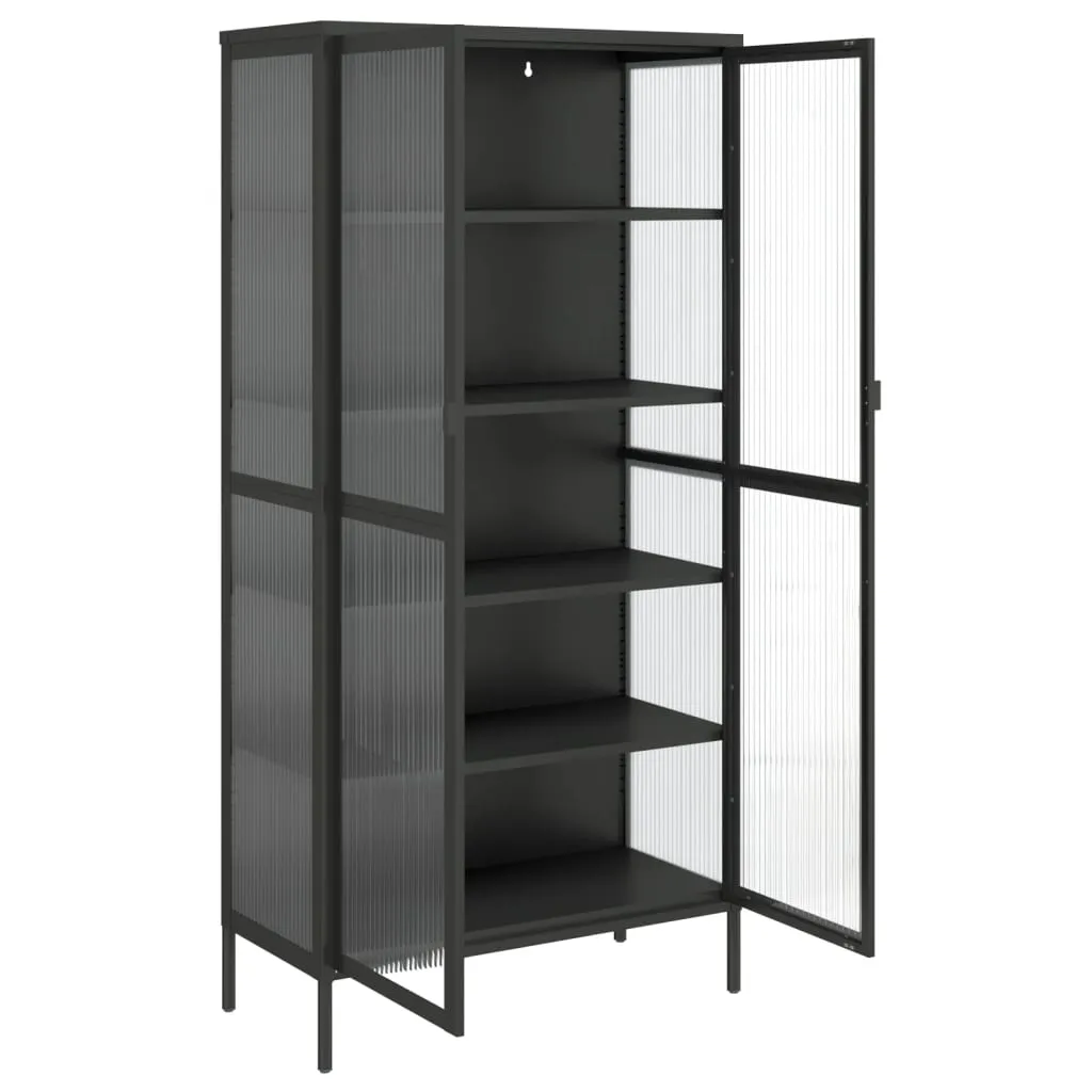 Armoire Vitrée Noire 180 cm : Solution de Rangement Stable et Durable - 9
