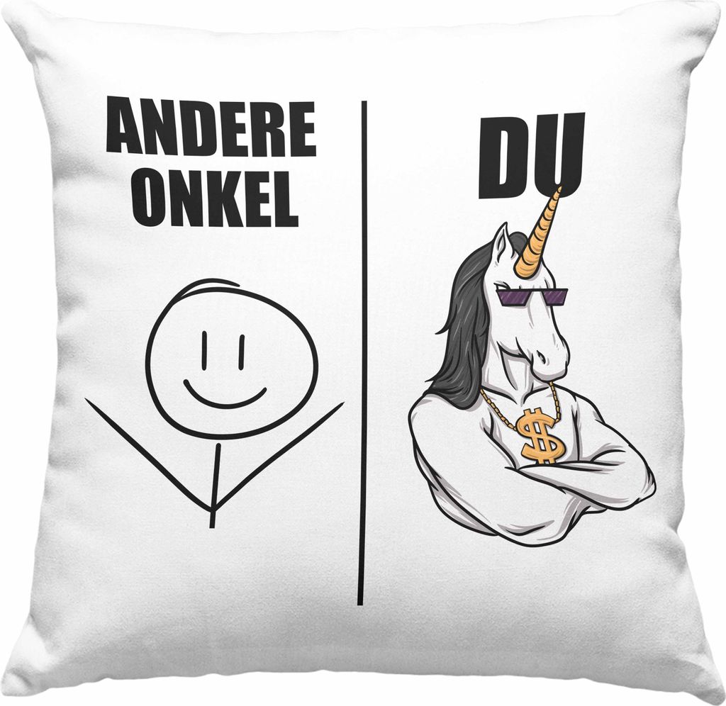 Trendation - Bester Onkel Geschenk Deko-Kissen mit Füllung 40x40 Onkel Coole Geschenkidee für Onkel von Nichte oder Neffe (Grau)