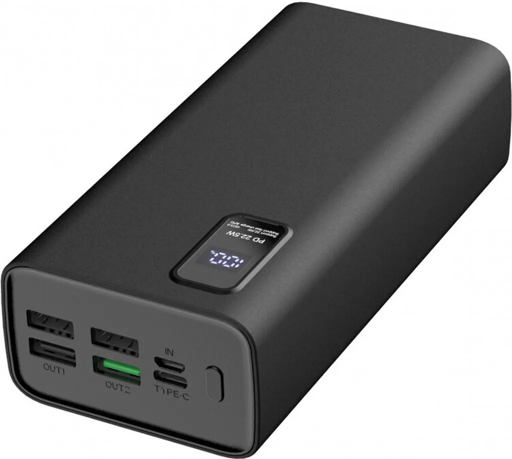 Power Bank 30000 mAh Platinet PMPB30WQC728B Chargeur Portable Noir