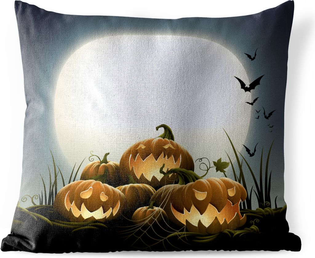 MuchoWow Outdoor Kissen - Eine Illustration von lachenden Kürbissen zu Halloween - 50x50 cm - Wetterfest - Lounge Kissen - Komfortabel - Kissen ...