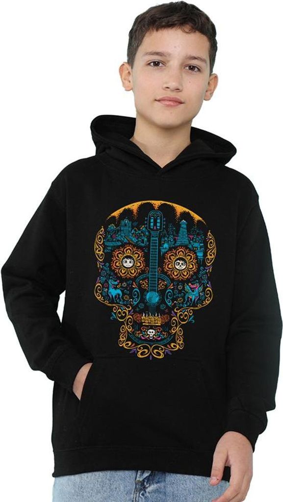 Coco - "Colorful Day Of The Dead Skull" Kapuzenpullover für Kinder TV22688 (116) (Schwarz)