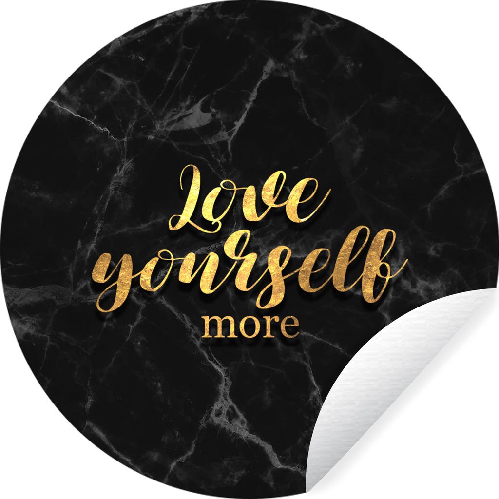 MuchoWow Runde Wandtattoo - Wandsticker Tapete Aufkleber Zitate - Liebe - Gold - Marmor Ø 80 cm Selbstklebend und Repositionierbar - Wandaufkleb...
