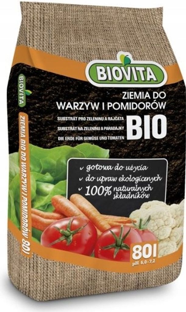 A bag of soil for vegetables and tomatoes.