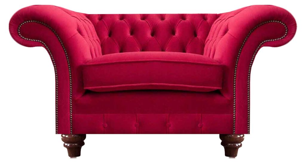 Roter Chesterfield Wohnzimmer Sessel Designer Stoffsessel Lehnsessel