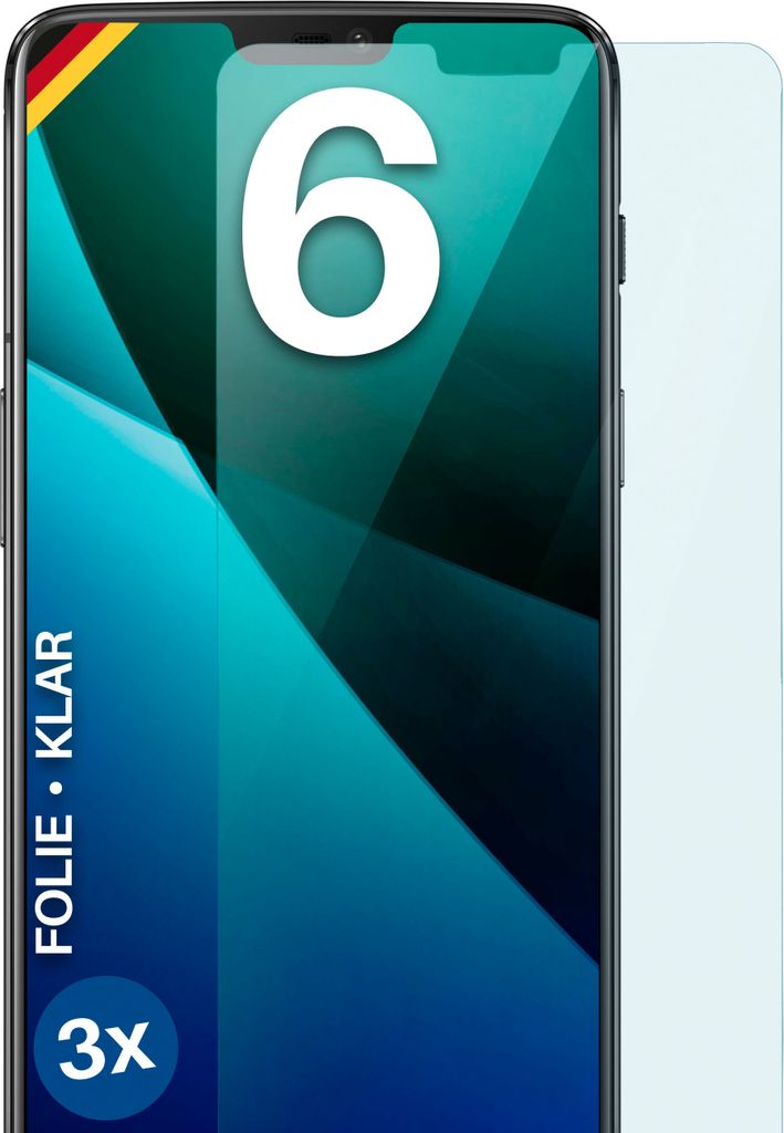 moex 3x Schutzfolie kompatibel mit OnePlus 6 - Displayschutzfolie dünn Folie, Klar