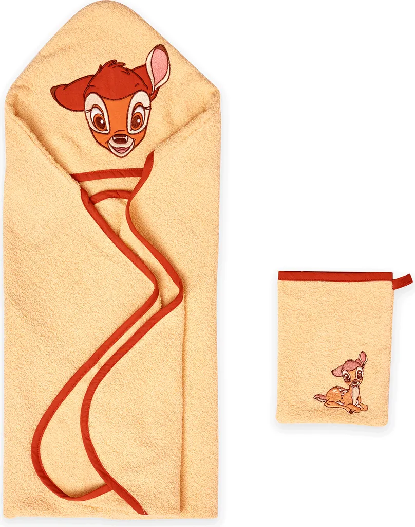Offerta Set 2 Pezzi Disney Bambi Asciugamano Neonato 80x80 Cotone
