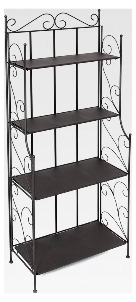 Metallregal Toskana, schwarz, 4 Böden, Antik Design, Bücherregal, Standregal