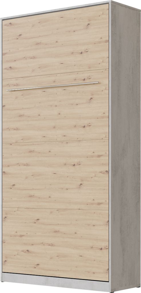 SMARTBett Schrankbett Standard Beton/Wildeiche 90 Vertikal