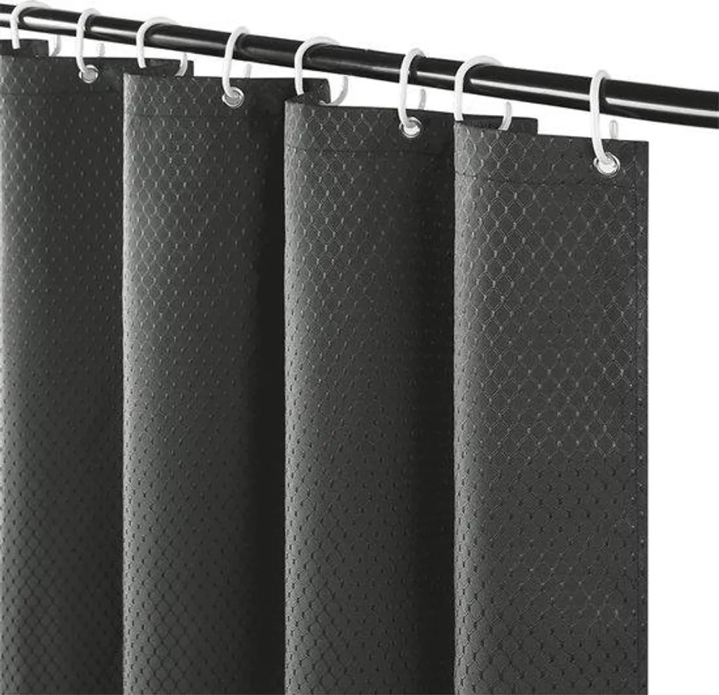 Rideau de douche textile gris foncé anti-moisissure format 180x240