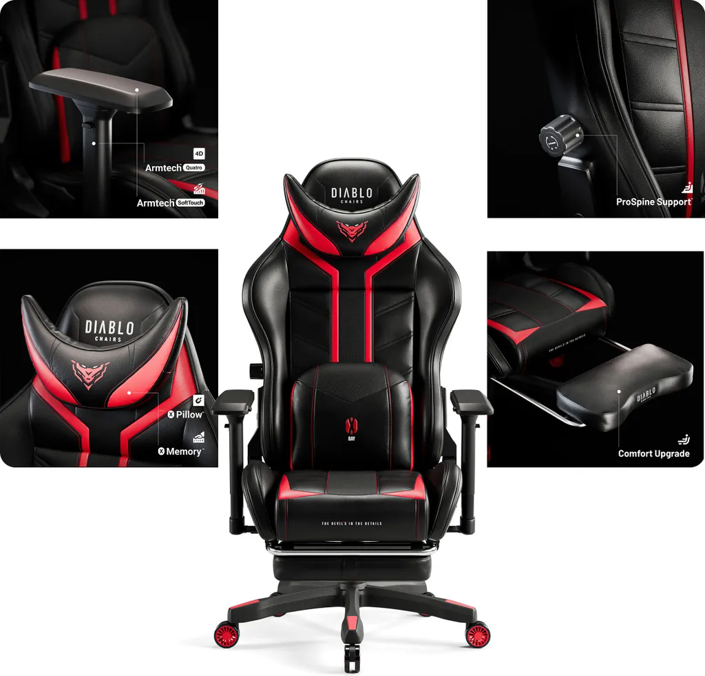 Siège Gaming 4D Diablo X-Ray Design Ergonomique et Dossier Inclinable - 4