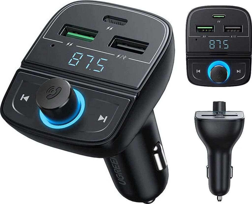 Adaptateur Bluetooth Voiture Avec émetteur FM - 2 Ports USB Charge Rapide, Mains Libres, écran LED RGB - 12-24V - 4