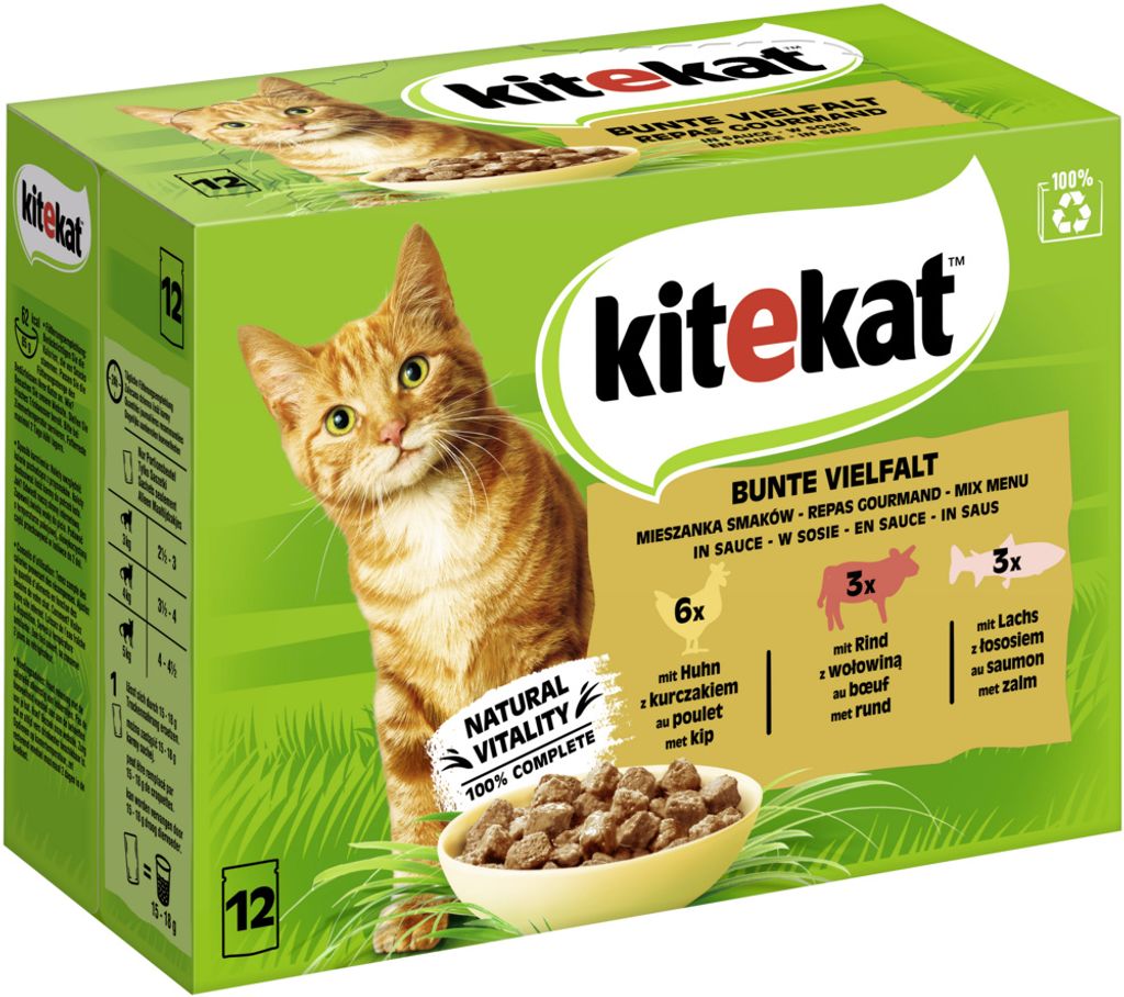 Kitekat Bunte Vierfalt in Sauce (12x85g Packung)