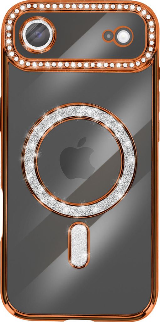 Avizar, Hülle iPhone Air MagSafe-kompatibel mit Strass-Rand, Orange