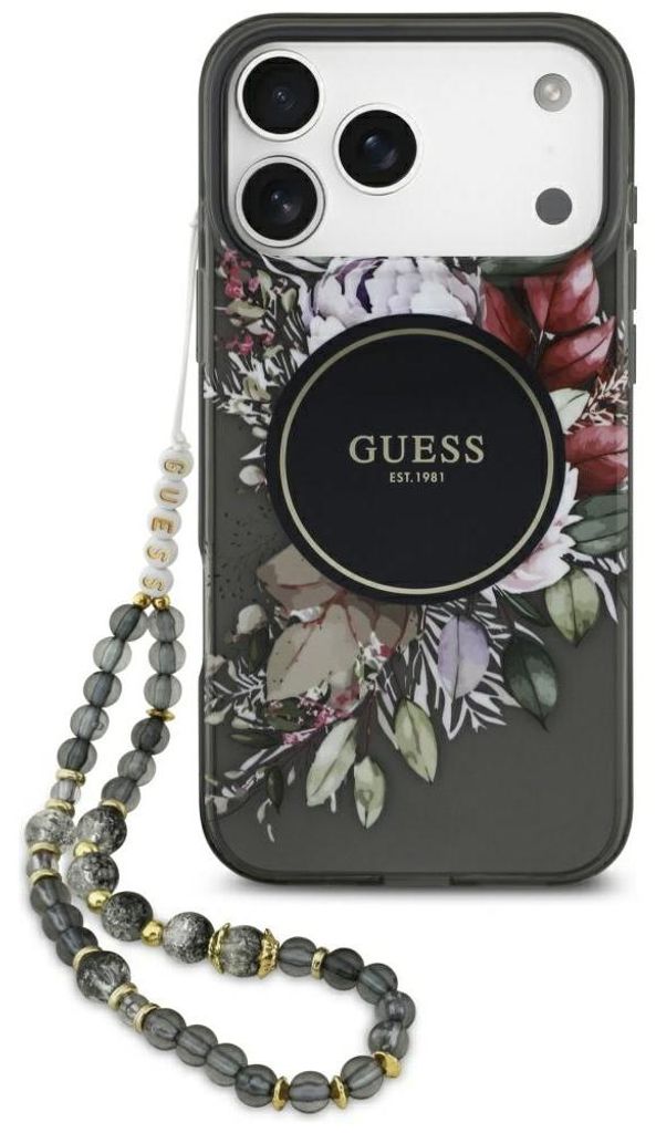 Guess Iml Blumen Hülle Für Iphone 17 Pro Max Schwarz  Produktbild 