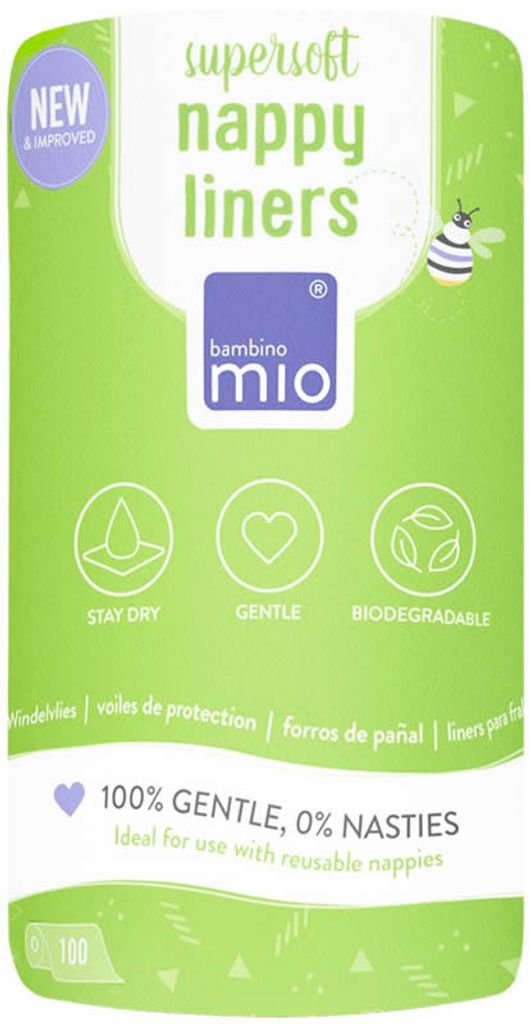 Bambino Mio, Supersoft Windelvlies, biologisch abbaubar, 100 Stück (Verpackung kann variieren) 100 Stück (1er Pack)