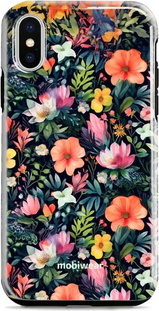 Handyhülle für iPhone Xr, Mobiwear Elite Pro, Bunt-Blumig
