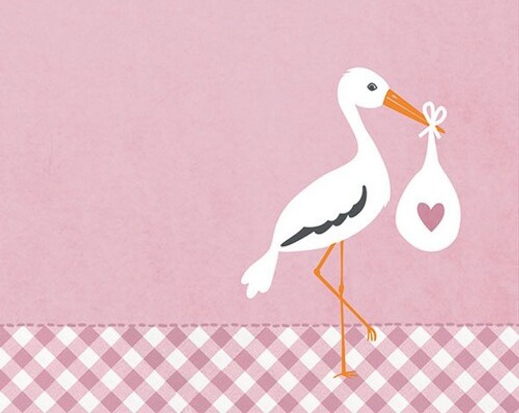 RP 20 Servietten Love Stork pink - Storch mit Baby pink Produktbild 