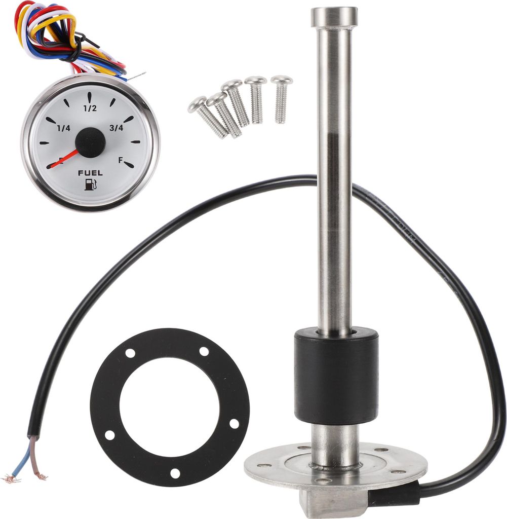 Kraftstoff-Sendeinheit und Messgerätesatz Boot Kraftstoff-Sendeinheit Marine-Kraftstoff-Sender Metall 175mm 6,89" Länge 1 Satz Silber Schwarz 0-1...