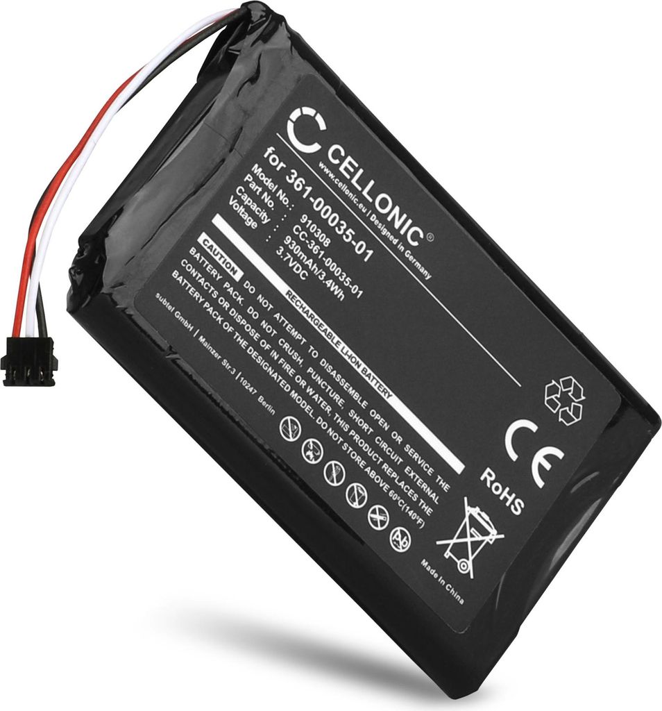 CELLONIC 1x Akku für Navigation Kompatibel mit Garmin nüvi 1200, Drive Assist 51, Drive Assist 51LMT, 361-00035-01 - (930mAh, 3.7V)
