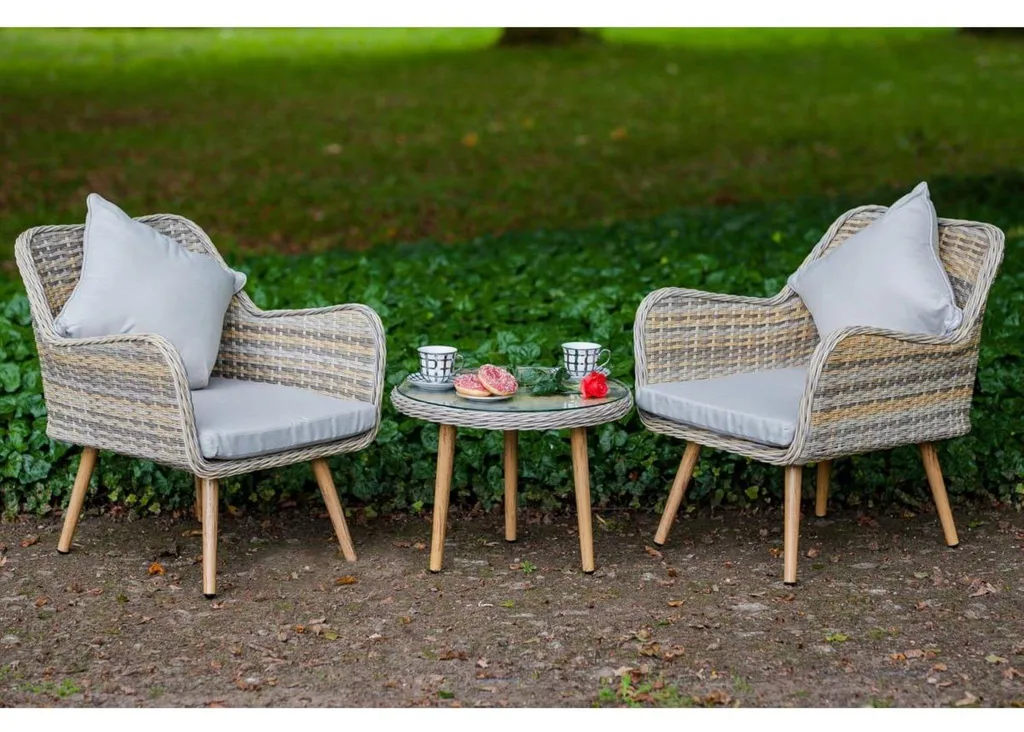 Aménagement de Balcon : Ensemble de 2 Fauteuils et Table BELICCO Gris